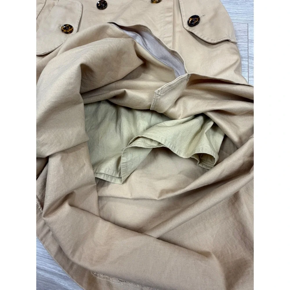 Spartina 449 Tan Trench Midi Skirt Belted‎ Double Breasted Khaki Size 8